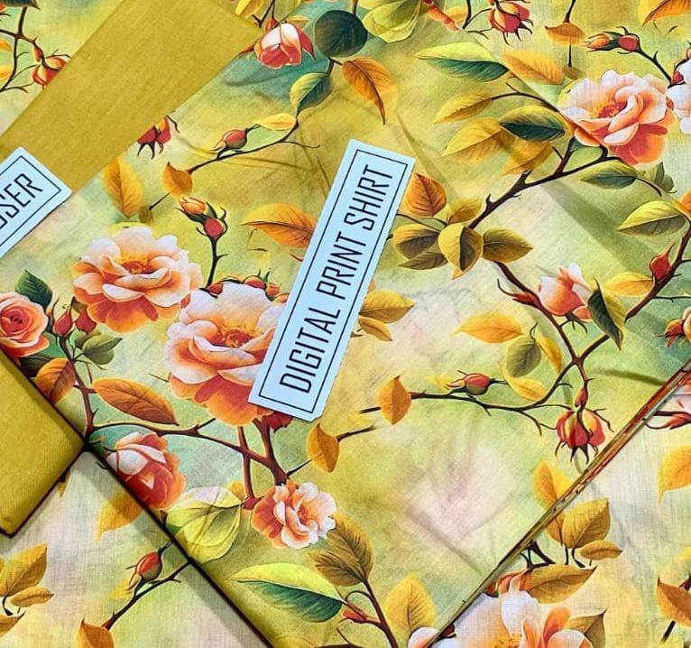 2 Pcs Women's Unstitched Digital Print Suit